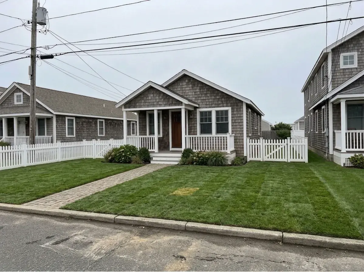 Fresh sod installation at a shore home