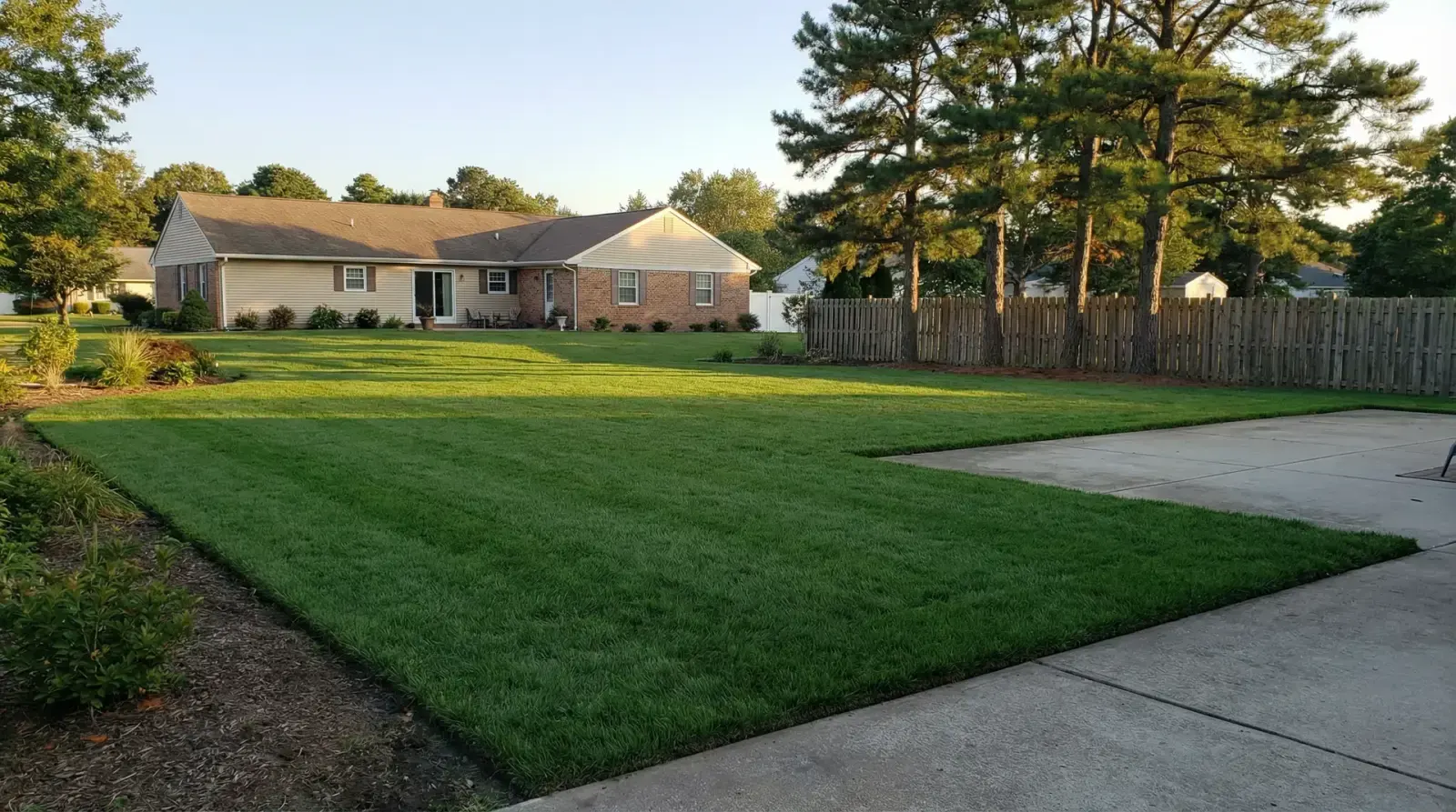 Finished sod lawn at a New Jersey home after a full install